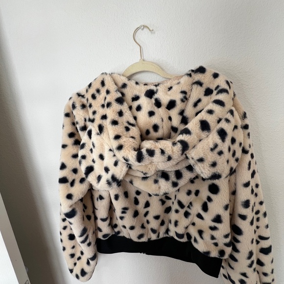 Shein Dalmatian Print Zip Up 3D Ears Design Hooded Flannel Jacket - Picture 4 of 4